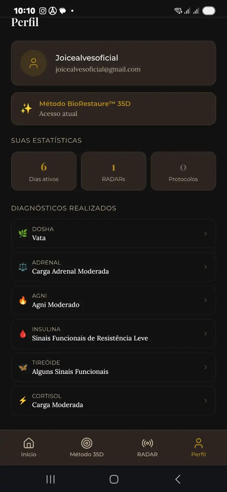 Tela do app: diagnóstico clínico